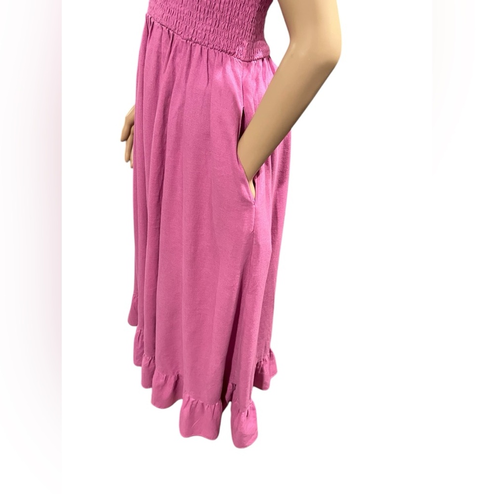 NWOT FREE PEOPLE Dress Womens Lush Life Linen Strapless Midi Opera Mauve Size S - Picture 11 of 16